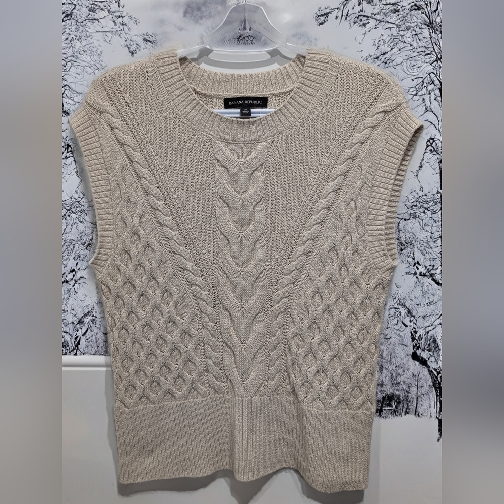 Banana Republic Cotton-Hemp Tank sweater vest in Oatmeal Medium Ptp 18-21"